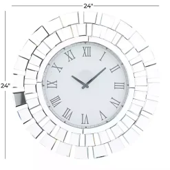 Discount Kirklands Home Silver Glass Mirror Abstract Wall Clock