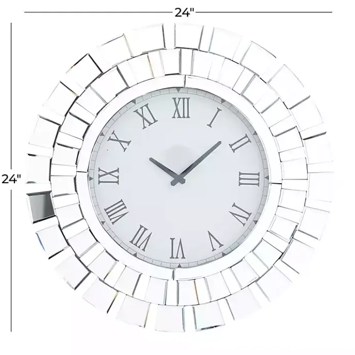 Discount Kirklands Home Silver Glass Mirror Abstract Wall Clock