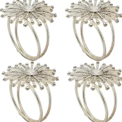 Discount Kirklands Home Glitter Starburst 4-pc. Napkin Ring Set Silver