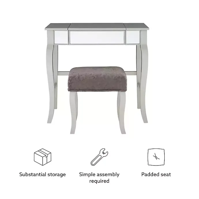 Kirklands Home Silver Harper Flip-Top 2-pc. Vanity Set Gray