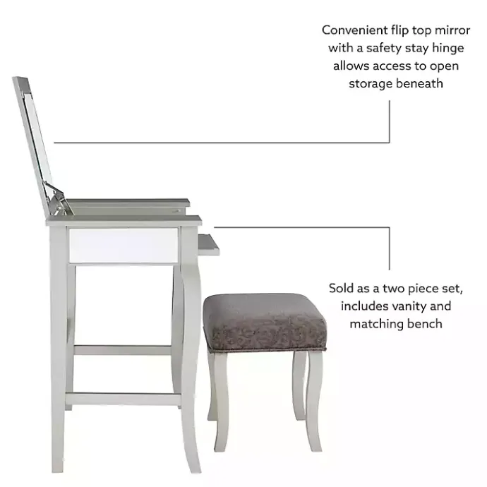 Kirklands Home Silver Harper Flip-Top 2-pc. Vanity Set Gray