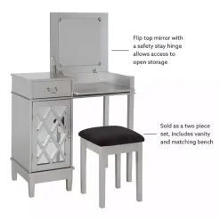 Clearance Kirklands Home Silver Lattice Ella 2-pc. Vanity Set Gray