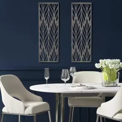 Outlet Kirklands Home Silver Madison Park Florian Wall Plaques, Set of 2 Gray