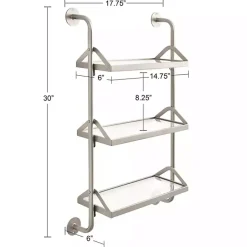New Kirklands Home Metal and Glass 3-Tier Wall Shelf Silver