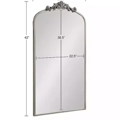 Discount Kirklands Home Silver Metal Arch Ornate Crown Wall Mirror