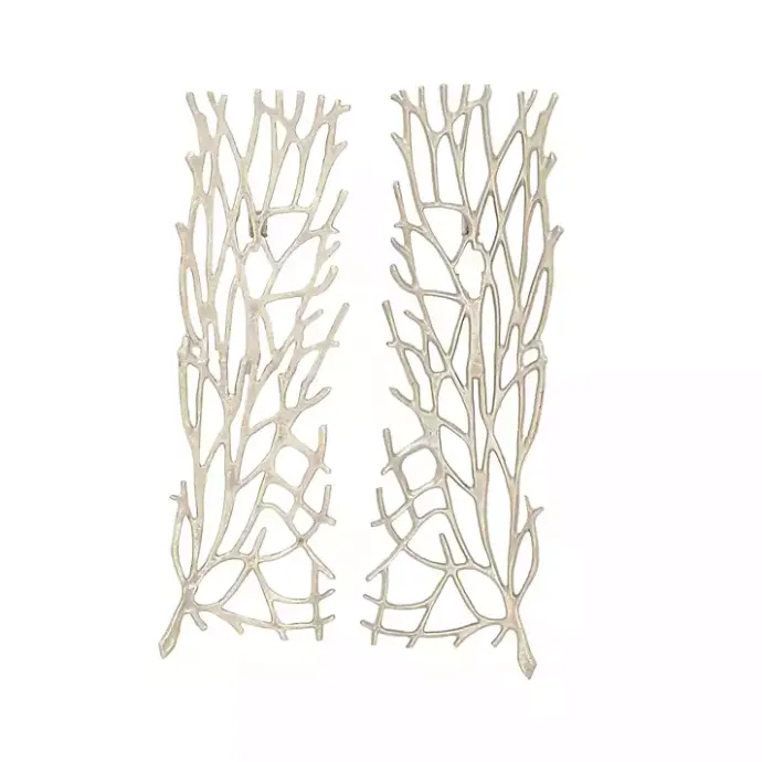 Sale Kirklands Home Metal Coral Panel Wall Plaques, Set of 2 Silver