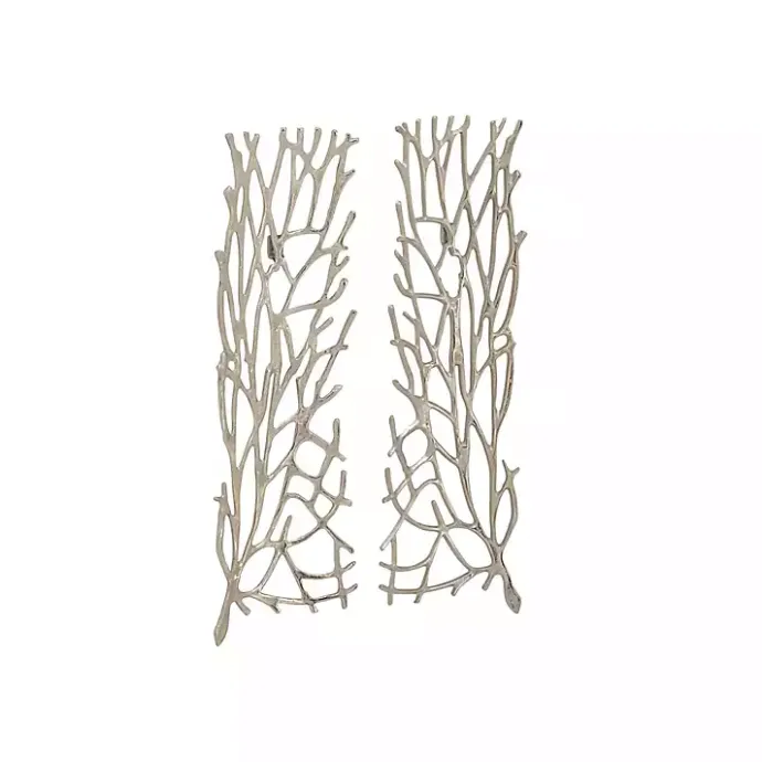 Sale Kirklands Home Metal Coral Panel Wall Plaques, Set of 2 Silver
