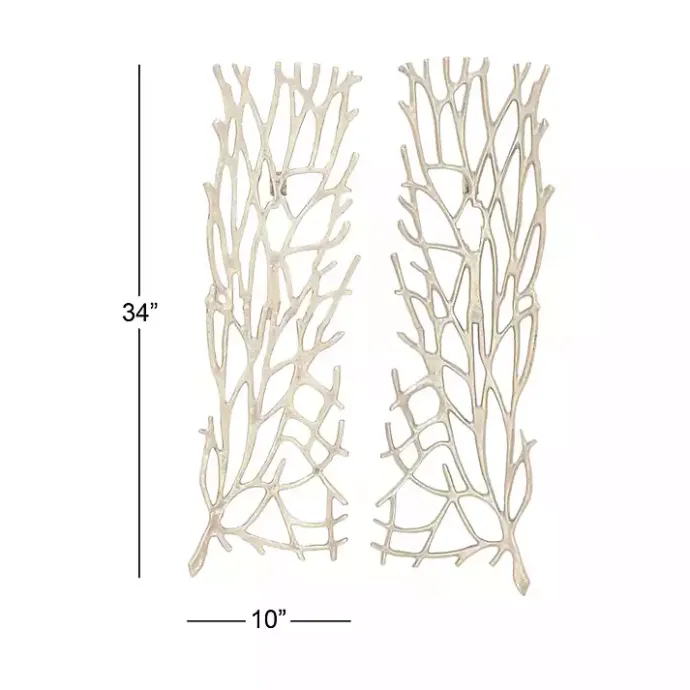 Sale Kirklands Home Metal Coral Panel Wall Plaques, Set of 2 Silver