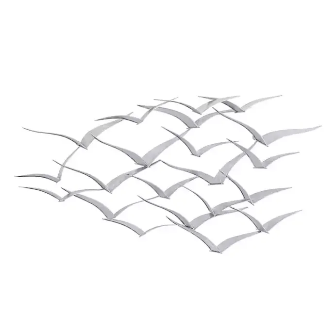 Hot Kirklands Home Metal Flock of Birds Wall Plaque Silver