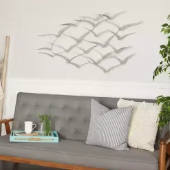 Hot Kirklands Home Metal Flock of Birds Wall Plaque Silver