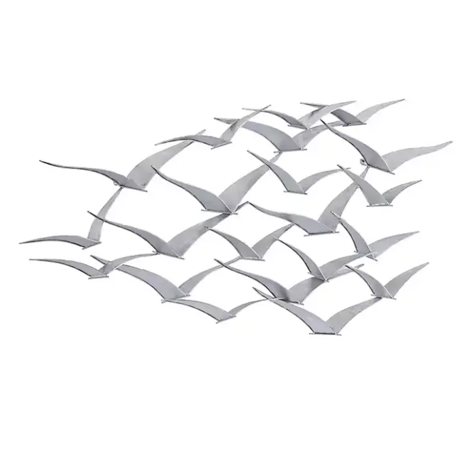 Hot Kirklands Home Metal Flock of Birds Wall Plaque Silver