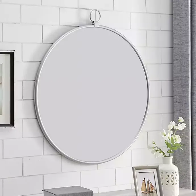 Online Kirklands Home Metal Frame Round Wall Mirror Silver