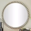 Best Kirklands Home Silver Metal Round Beaded Frame Wall Mirror