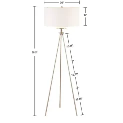 Clearance Kirklands Home Silver Metal Tripod Floor Lamp White