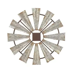 New Kirklands Home Metal Windmill Wall Plaque Silver