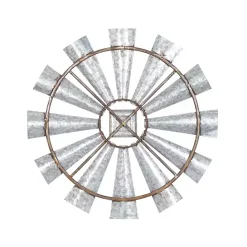 New Kirklands Home Metal Windmill Wall Plaque Silver