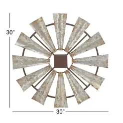 New Kirklands Home Metal Windmill Wall Plaque Silver