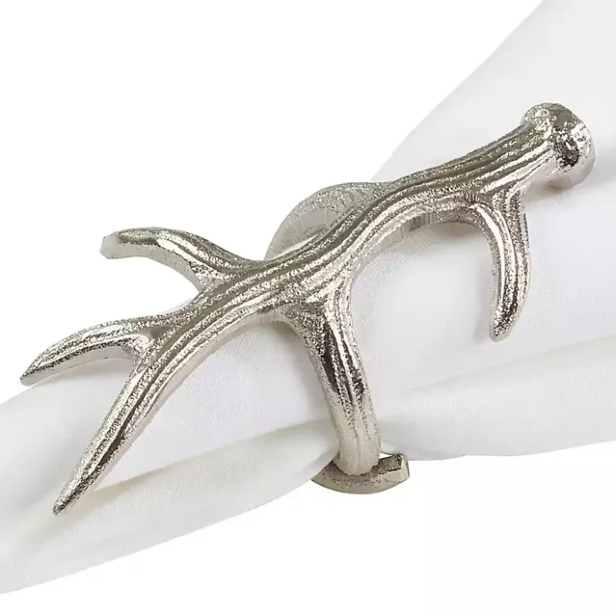 Discount Kirklands Home Reindeer Antler Napkin Rings, Set of 4 Silver
