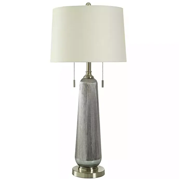 Outlet Kirklands Home Silver Ribbed Glass Table Lamp White