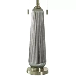 Outlet Kirklands Home Silver Ribbed Glass Table Lamp White