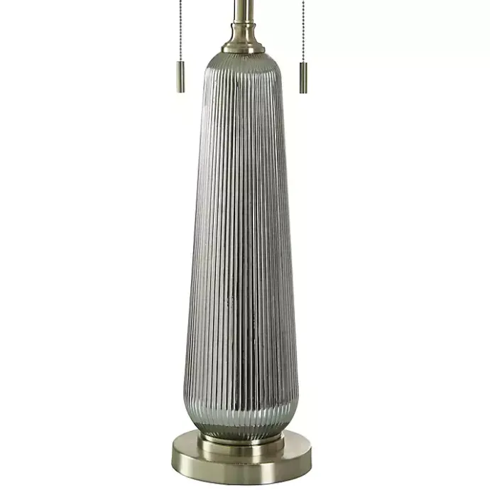 Outlet Kirklands Home Silver Ribbed Glass Table Lamp White