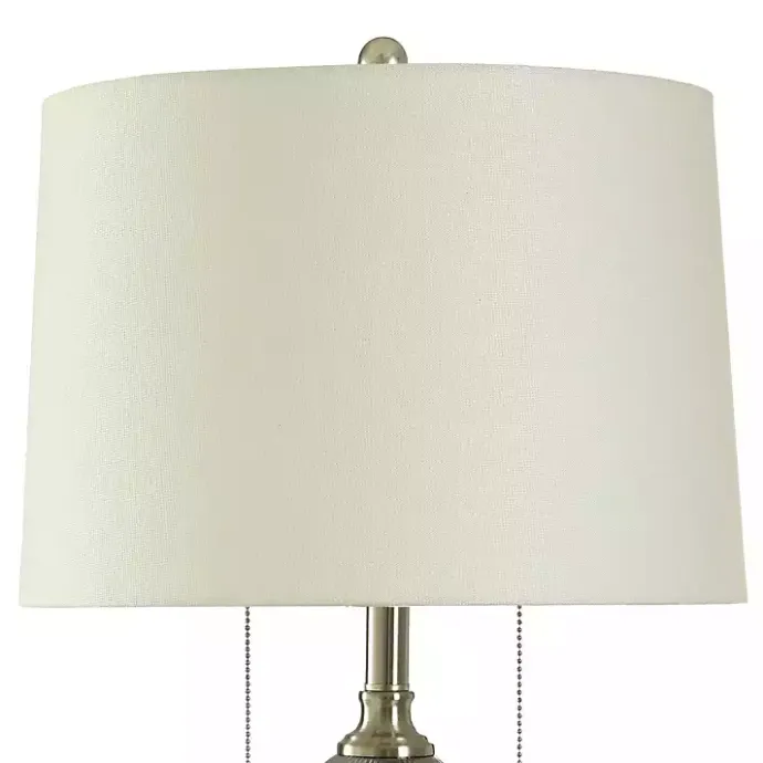 Outlet Kirklands Home Silver Ribbed Glass Table Lamp White