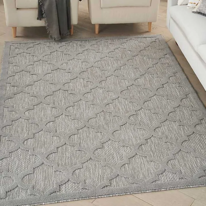 Clearance Kirklands Home Silver Trellis Indoor/Outdoor Area Rug, 5x7 Gray