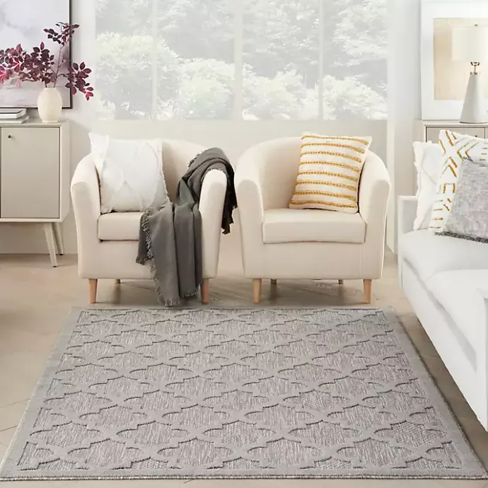 Clearance Kirklands Home Silver Trellis Indoor/Outdoor Area Rug, 5x7 Gray