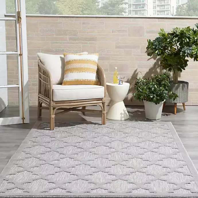 Clearance Kirklands Home Silver Trellis Indoor/Outdoor Area Rug, 5x7 Gray