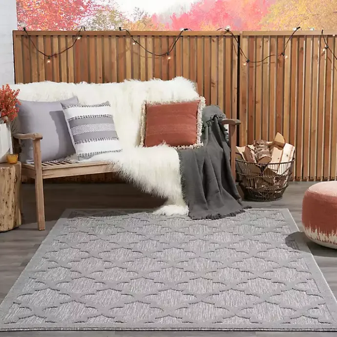 Clearance Kirklands Home Silver Trellis Indoor/Outdoor Area Rug, 5x7 Gray