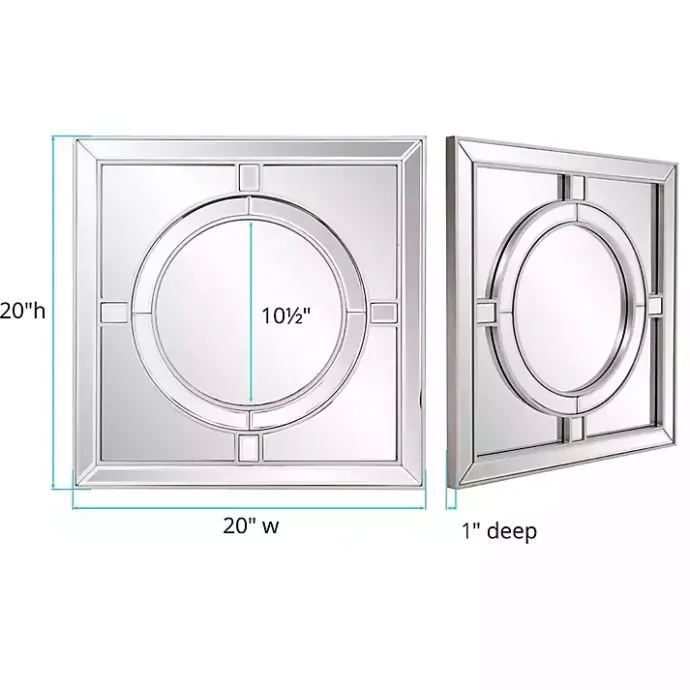 New Kirklands Home Silver Windowpane Square Wall Mirror
