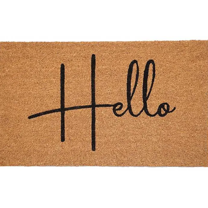 Discount Kirklands Home Simple Hello Script Doormat, 48x24 Brown