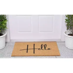 Best Kirklands Home Simple Hello Script Doormat, 36x24 Brown