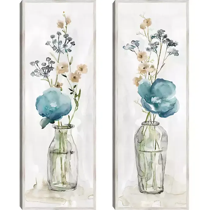 New Kirklands Home Simply Blue Framed Canvas Art Prints, Set of 2
