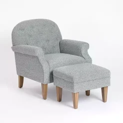 Best Kirklands Home Sky Boucle Tufted Chair & Ottoman Set Blue