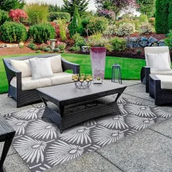 Clearance Kirklands Home Slate Fan Leaf Outdoor Area Rug, 4x6