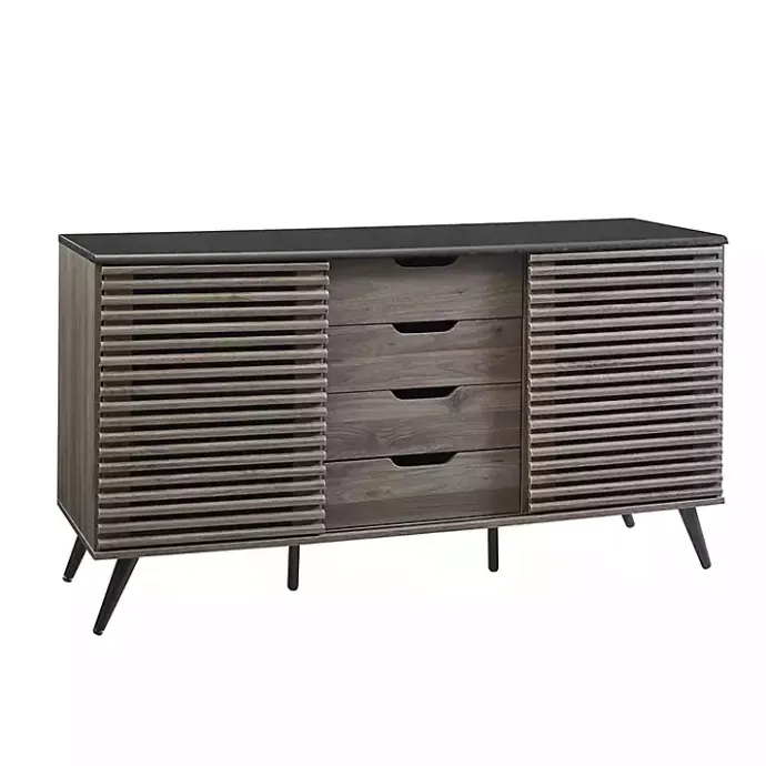 Best Kirklands Home Slate Slatted 4-Drawer Cabinet Gray