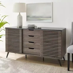 Best Kirklands Home Slate Slatted 4-Drawer Cabinet Gray