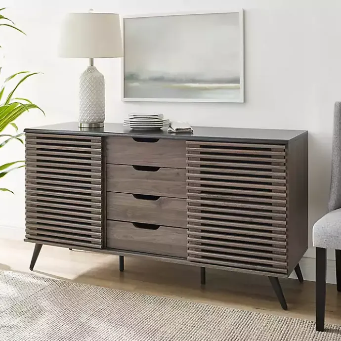 Best Kirklands Home Slate Slatted 4-Drawer Cabinet Gray