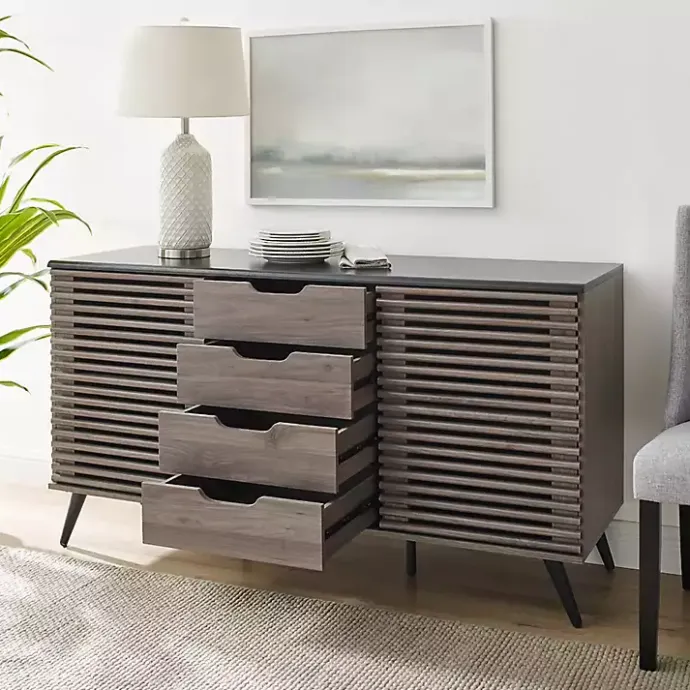 Best Kirklands Home Slate Slatted 4-Drawer Cabinet Gray