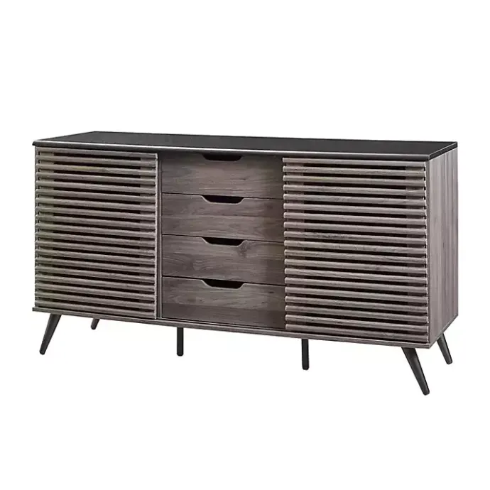 Best Kirklands Home Slate Slatted 4-Drawer Cabinet Gray