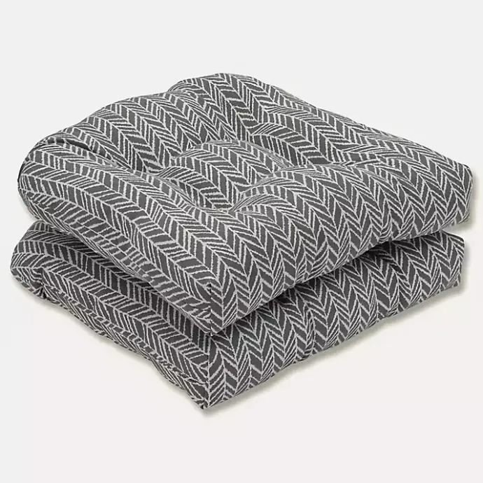 Outlet Kirklands Home Slate Herringbone Outdoor Seat Cushions, Set of 2 Gray