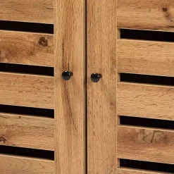 Outlet Kirklands Home Slatted Oak Wood Cabinet