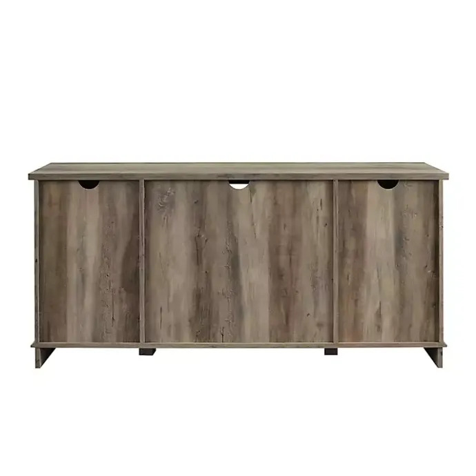 Discount Kirklands Home Sliding Barn Door Open Shelf Wash TV Stand Gray