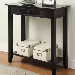 Online Kirklands Home Slim Single Drawer Console Table Black