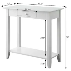 Hot Kirklands Home Slim Single Drawer Console Table White