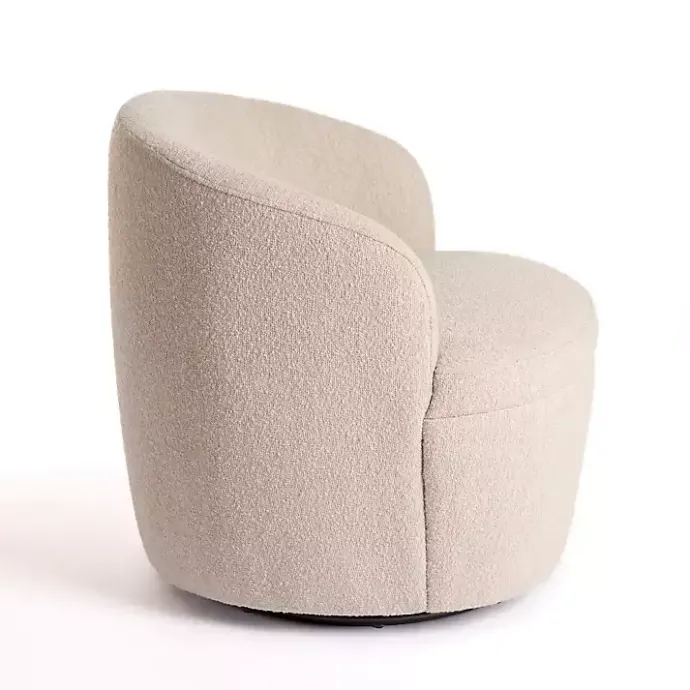 Discount Kirklands Home Small Round Sand Boucle Swivel Accent Chair Tan