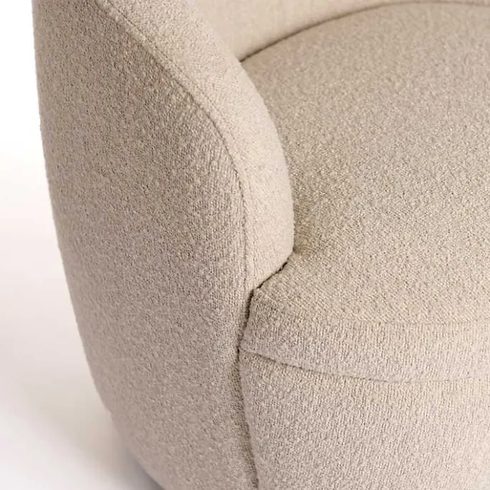 Discount Kirklands Home Small Round Sand Boucle Swivel Accent Chair Tan