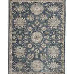 Kirklands Home Smokey Blue and Ivory Floral Area Rug, 6x9