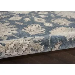 Kirklands Home Smokey Blue and Ivory Floral Area Rug, 6x9